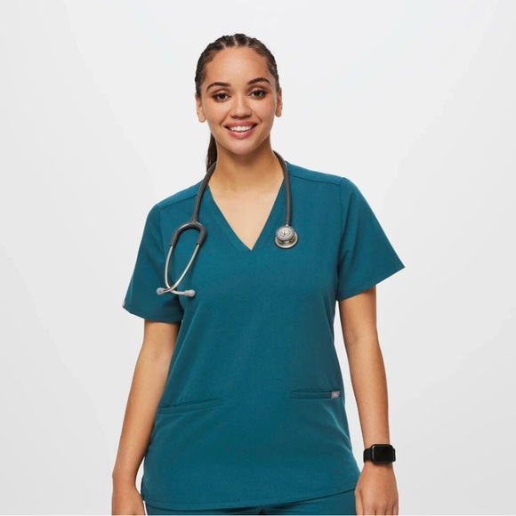 Figs Caribbean Blue Casma 3 Pocket Scrubs Womens XS - Picture 1 of 3